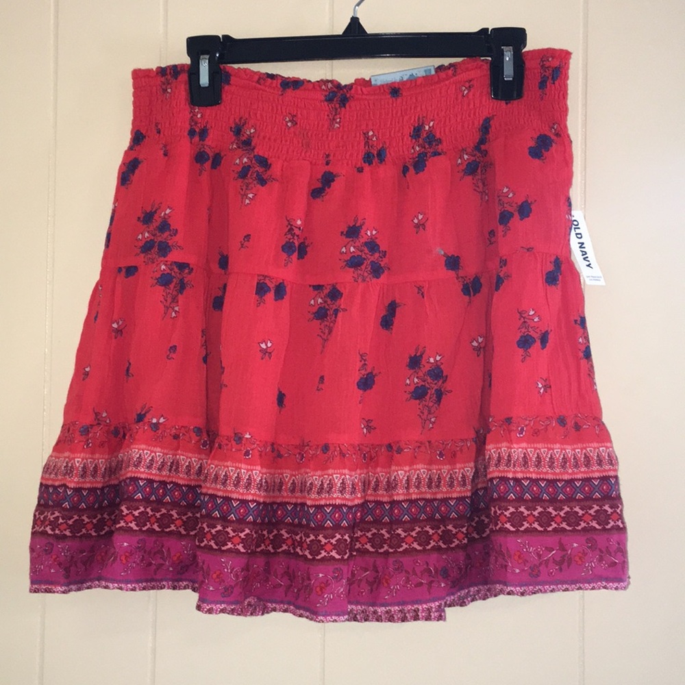 Red Floral Skirt